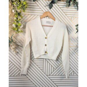 URBAN OUTFITTERS Women's White JOANIE Knit Button Up Cardigan Cropped Size XS
